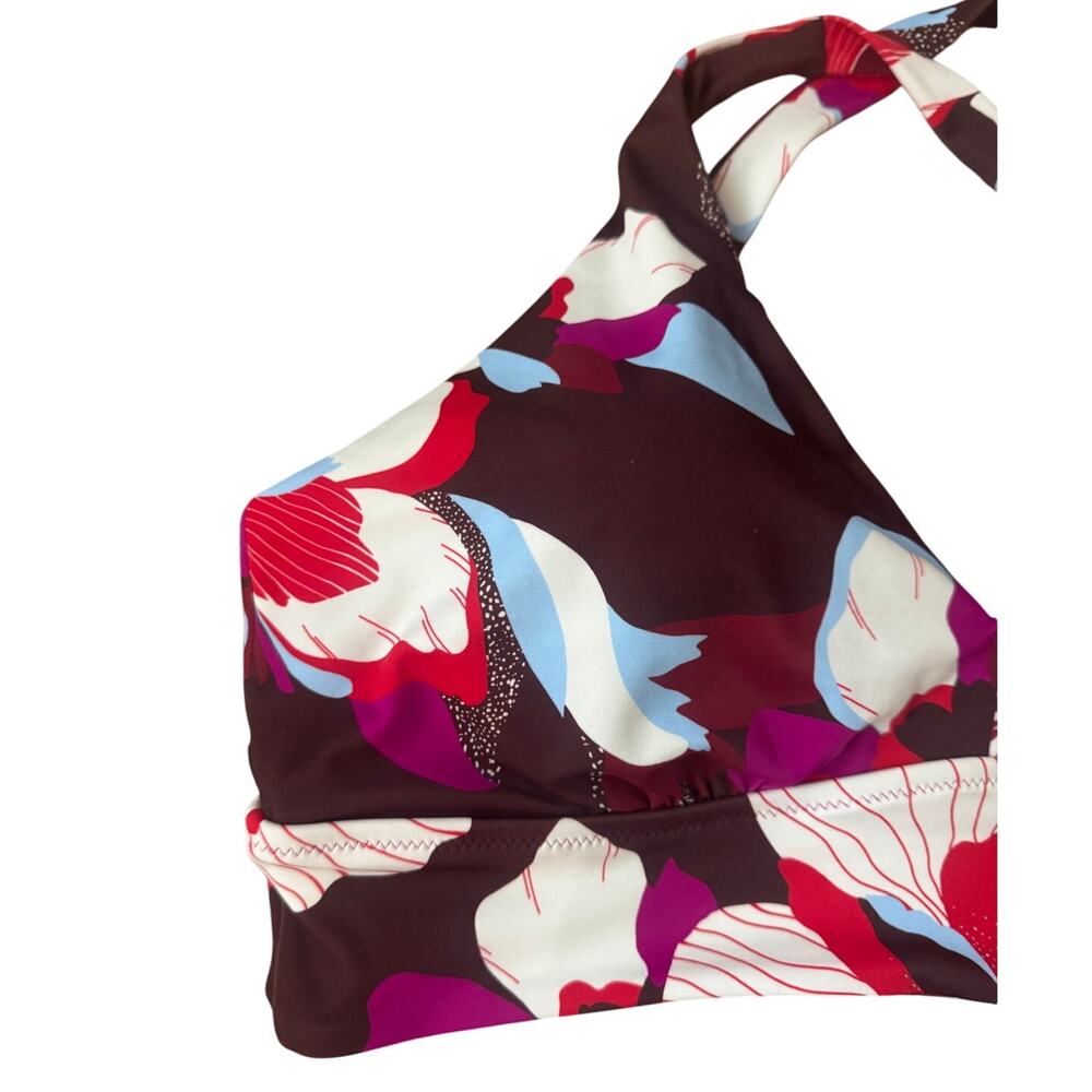 NWT Athleta | Purple / Red / Blue / Cream Floral Plunge Bikini Top | Size XL - Picture 4 of 9